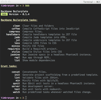 Backbone Boilerplate Tasks