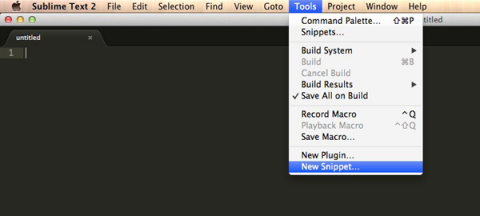 Nuevo Snippet en Sublime Text